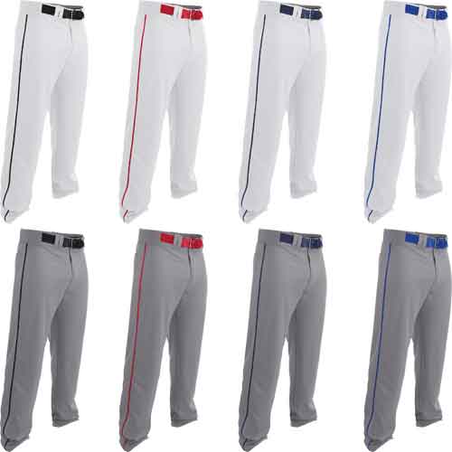 #CB12-KG Easton Adult S Rival Baseball Piped Pant White/Navy FL Open Cuff NWT 