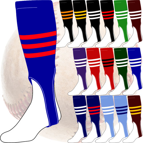 White and Blue Intermediate Baseball Stirrup Socks