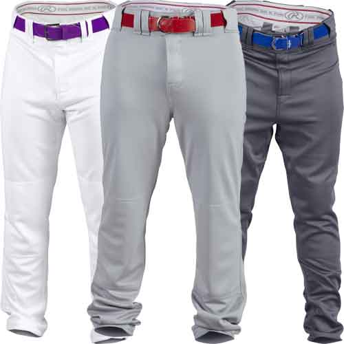 Grey Rawlings Plated Piped Pro150 Baseball Pants Open Bottom Adult Men's White 