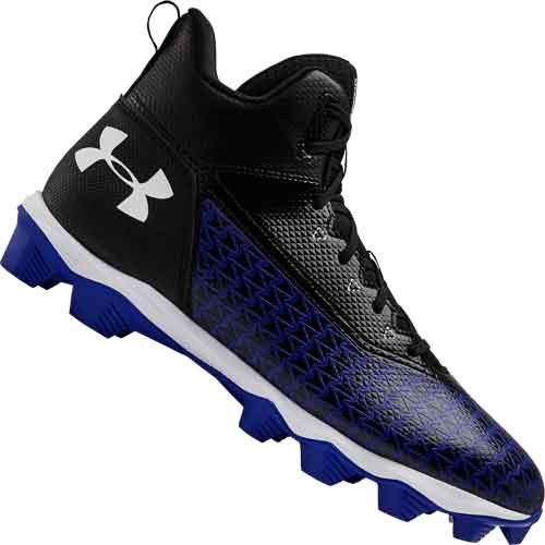 New Youth Under Armour Hammer Mid RM Football Cleats Black White Size 6Y 