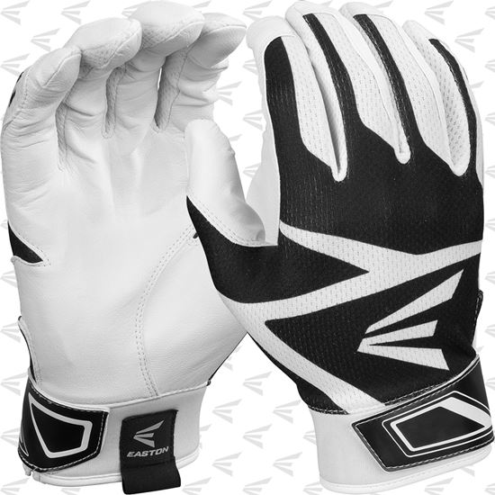 Easton Z3 Hyperskin Baseball Boys Batting Gloves - White / Black