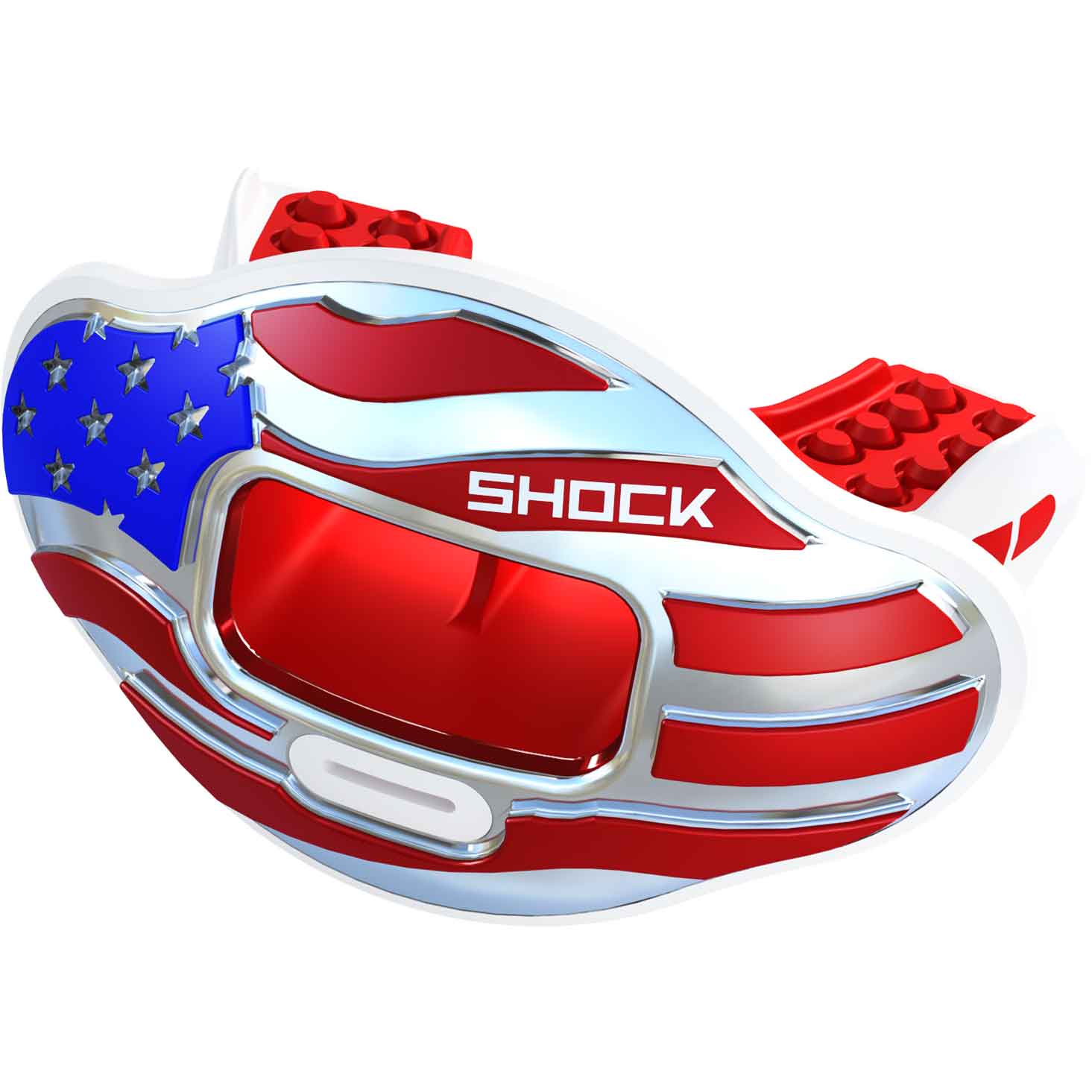 Shock Doctor Max Airflow 2.0 Lip & Mouth Guard - 3D Chrome Stars -n- Stripes