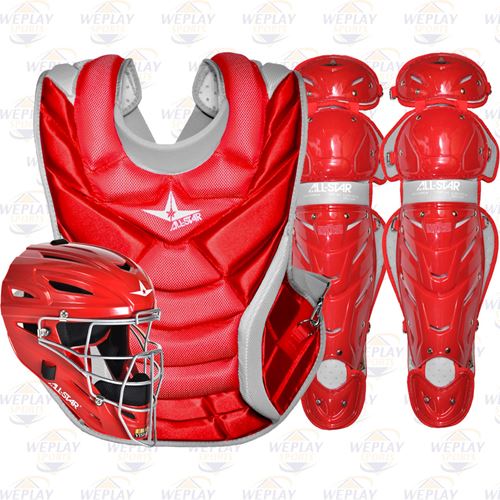 All-Star Vela Pro Fastpitch Catchers Gear Box Set - Red
