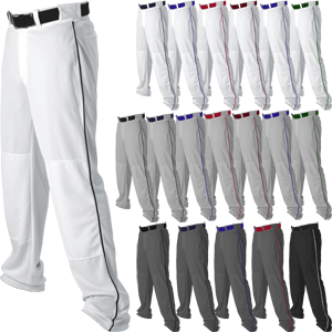 Alleson Athletic Open Bottom Mens Baseball Pants Piped With Side Braid