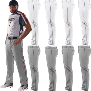 Alleson Athletic Crush Open Bottom Adjustable Mens Baseball Pants w. Piping