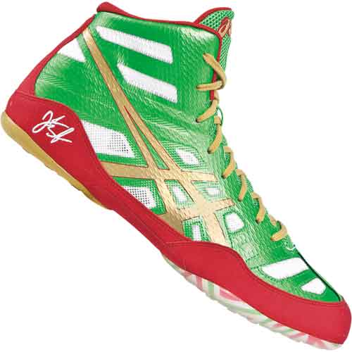 green asics wrestling shoes