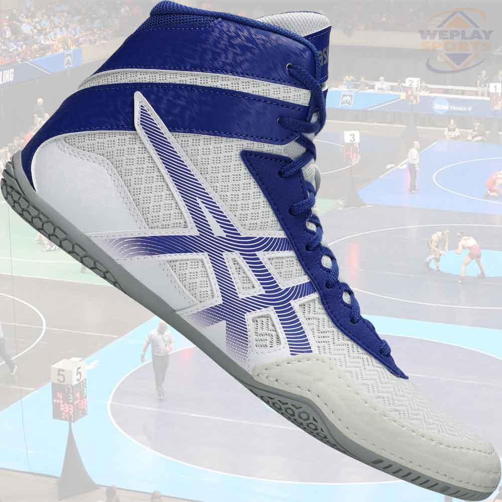 Asics Matcontrol 3 Wrestling Shoes - White Blue