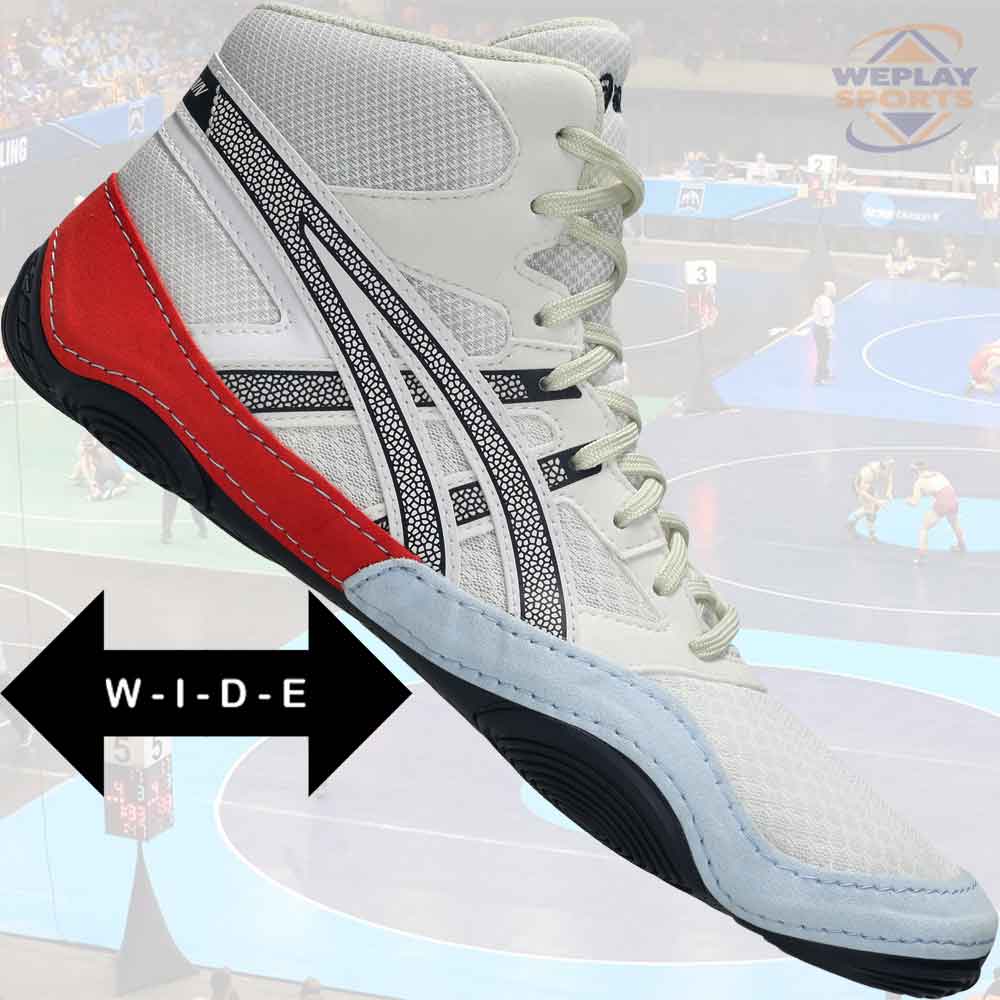 Asics Snapdown 4 Wide Width 2E Wrestling Shoes - White / Navy / Red