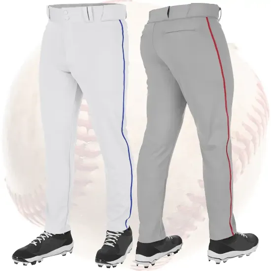 Champro Triple Crown 2 Open Bottom Tapered Piped Mens Baseball Pants - Front Back