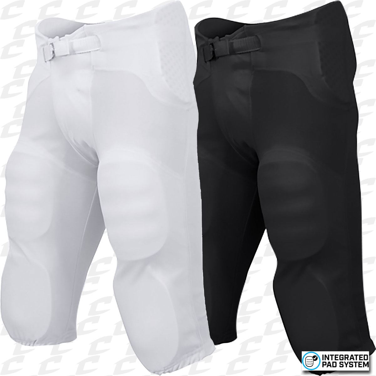 White Youth or Adult Champro Football Pants with Integrated Built In Pads Black 