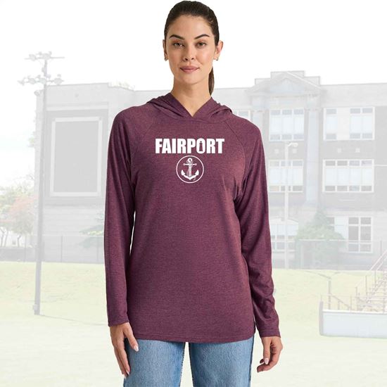 Fairport Skippers Tri-Blend T-Shirt Hoodie - Maroon Heather