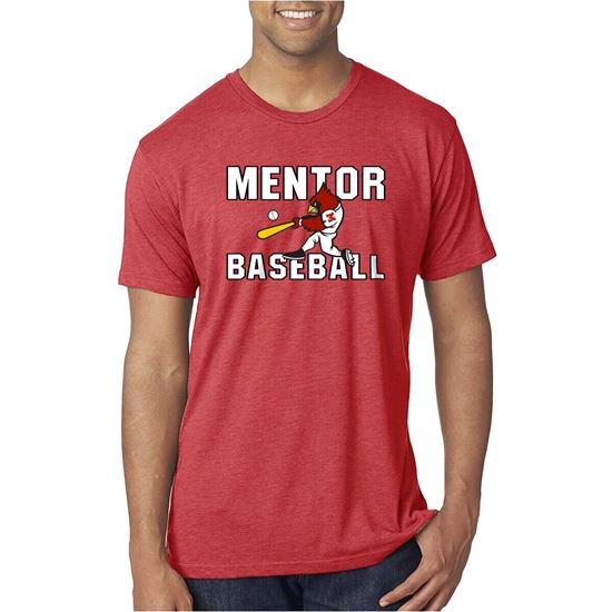 Mentor Baseball Essential Youth Ladies Mens Tri Blend T-Shirt - Vintage Red