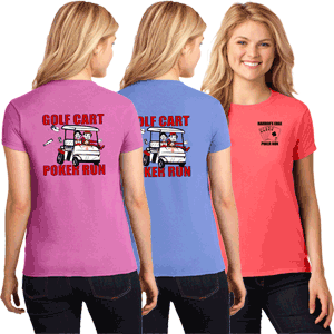 Harbors Edge Golf Cart Poker Run Womens T-Shirt