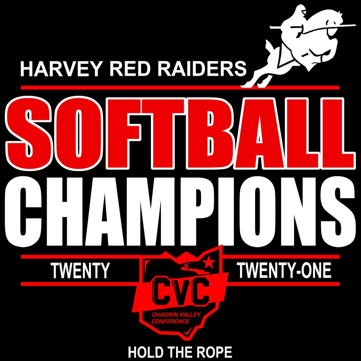 Harvey Softball 2021 CVC Champs Shirt Logo