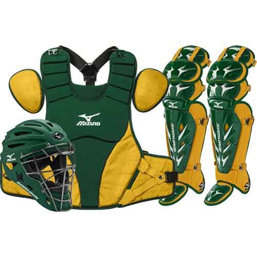 Mizuno Samurai Baseball Catchers Gear Set - Green Gold