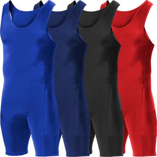 Alleson Athletic Nylon / Lycra Wrestling Singlet - Available in 4 Solid Colors