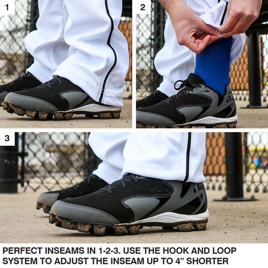 Champro Sports Adjustable Open Bottom Piped Baseball Pants w. Adjustable Inseam