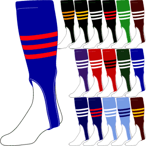 Baseball Stirrup Socks TCK 3-Stripe, Adult & Youth  