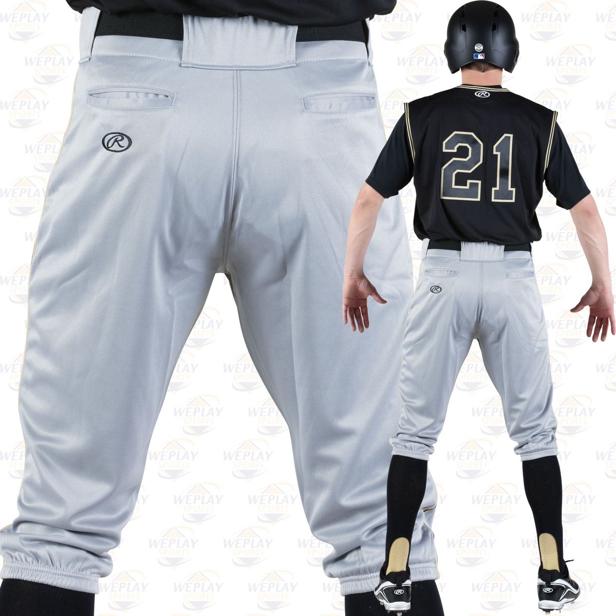 White & Grey Rawlings Premium Knicker Adult Mens Baseball Pant 