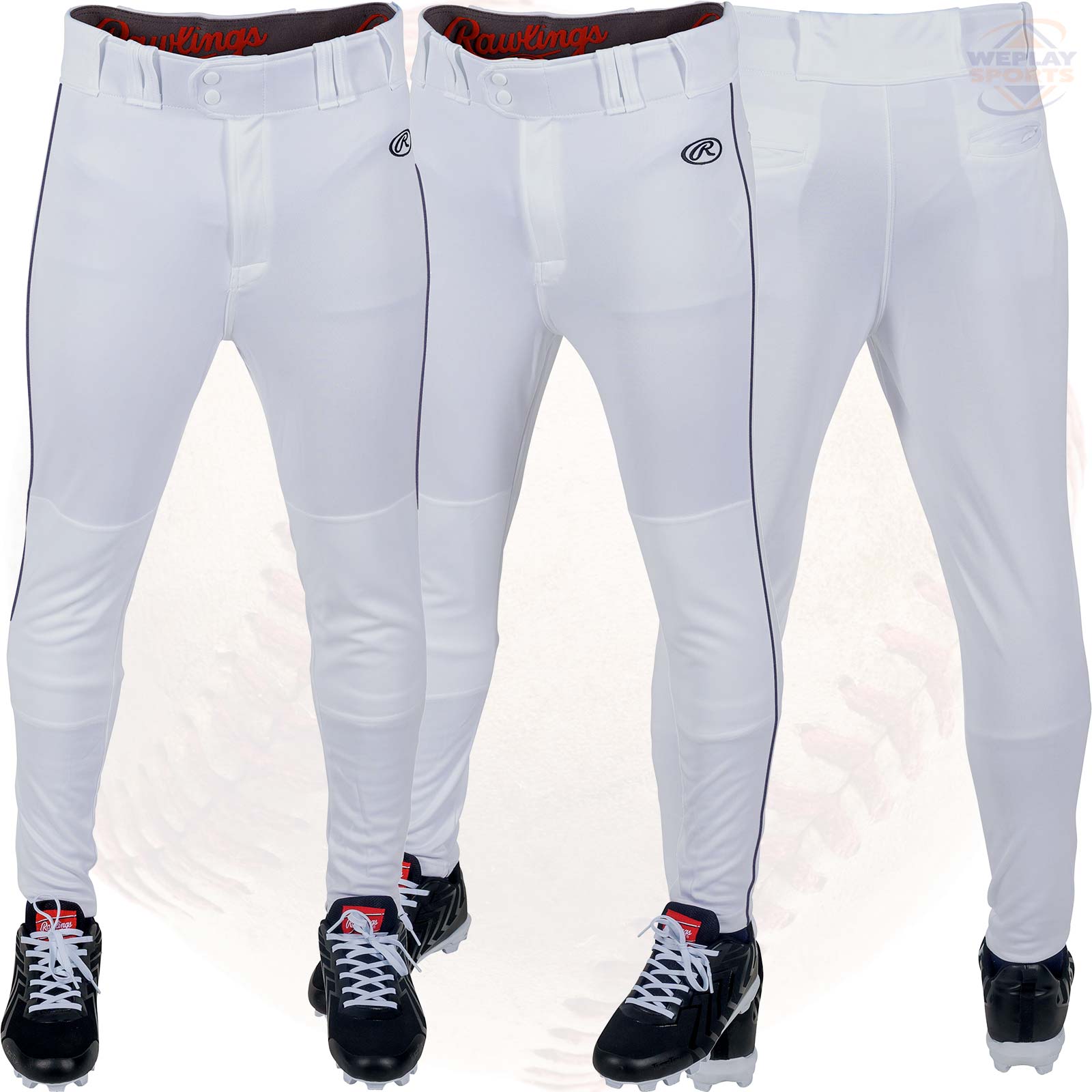 Rawlings Launch Tapered Piped Purple Piped Baseball Pants