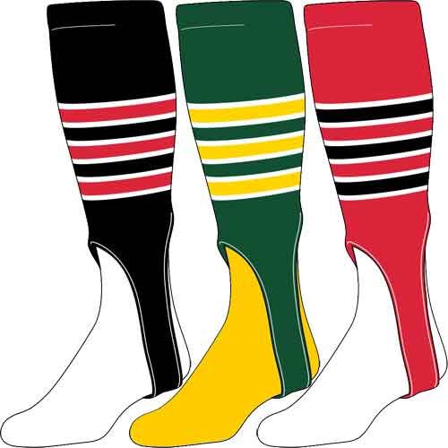 TCK 3-Stripe Outline Baseball Stirrup Socks