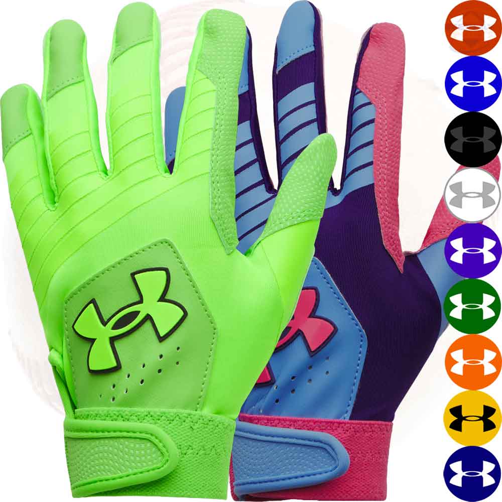 Under Armour Clean Up Youth Baseball Batting Gloves - Available in 12 colors