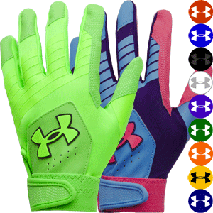 Under Armour Clean Up Youth Baseball Batting Gloves - Available in 12 colors