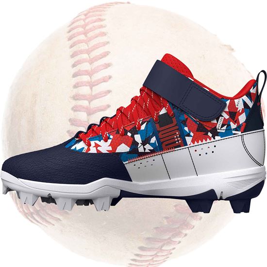 Under Armour Harper 7 USA Mid RM Jr. Youth Baseball Cleats - Adjustable Ankle Strap