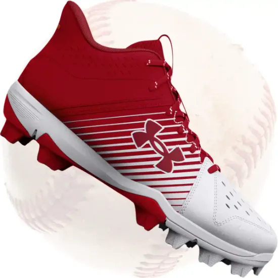 Under Armour Lead Off Mid RM Jr Youth Baseball Cleats - Red