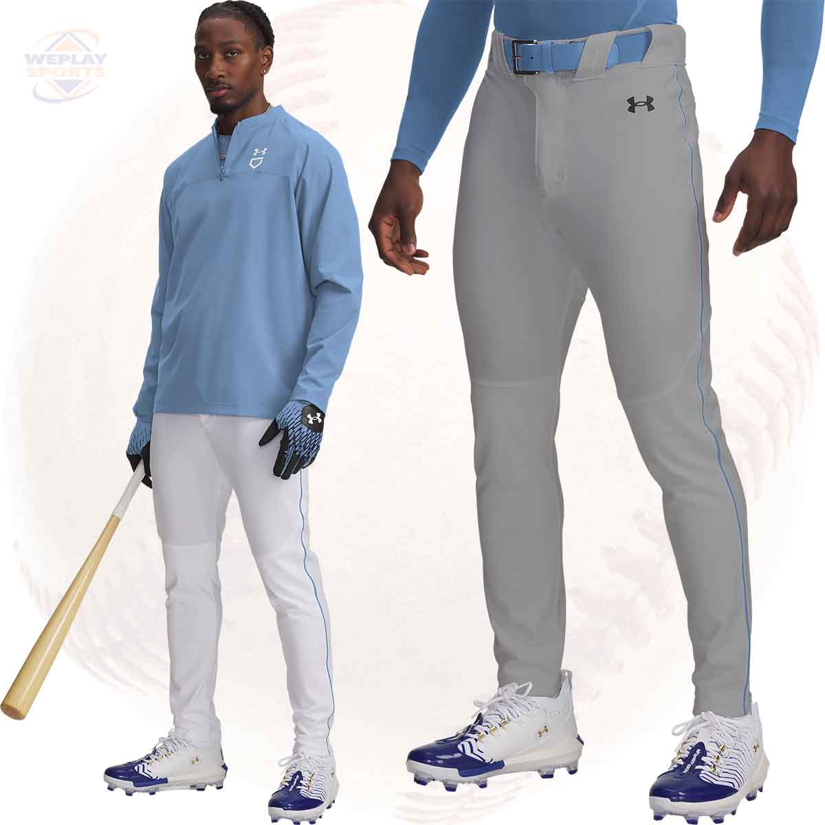 Under Armour Utility Pro Tapered Baseball Pants -Light Blue Piping