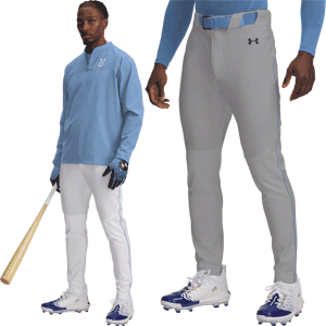 In Stock Under Armour Utility Pro Tapered Open Bottom Mens Baseball Pants with Light Blue Piping