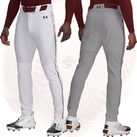 In Stock Under Armour Utility Pro Tapered Jogger Mens Baseball Pants w Maroon Braid