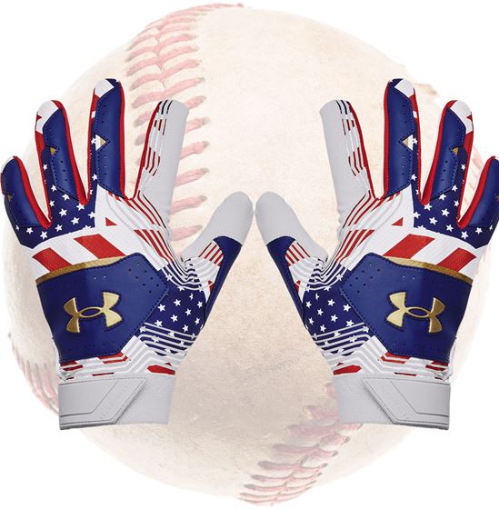 Under Armour Cleanup Culture Baseball Boys Batting Gloves - Red White Blue
