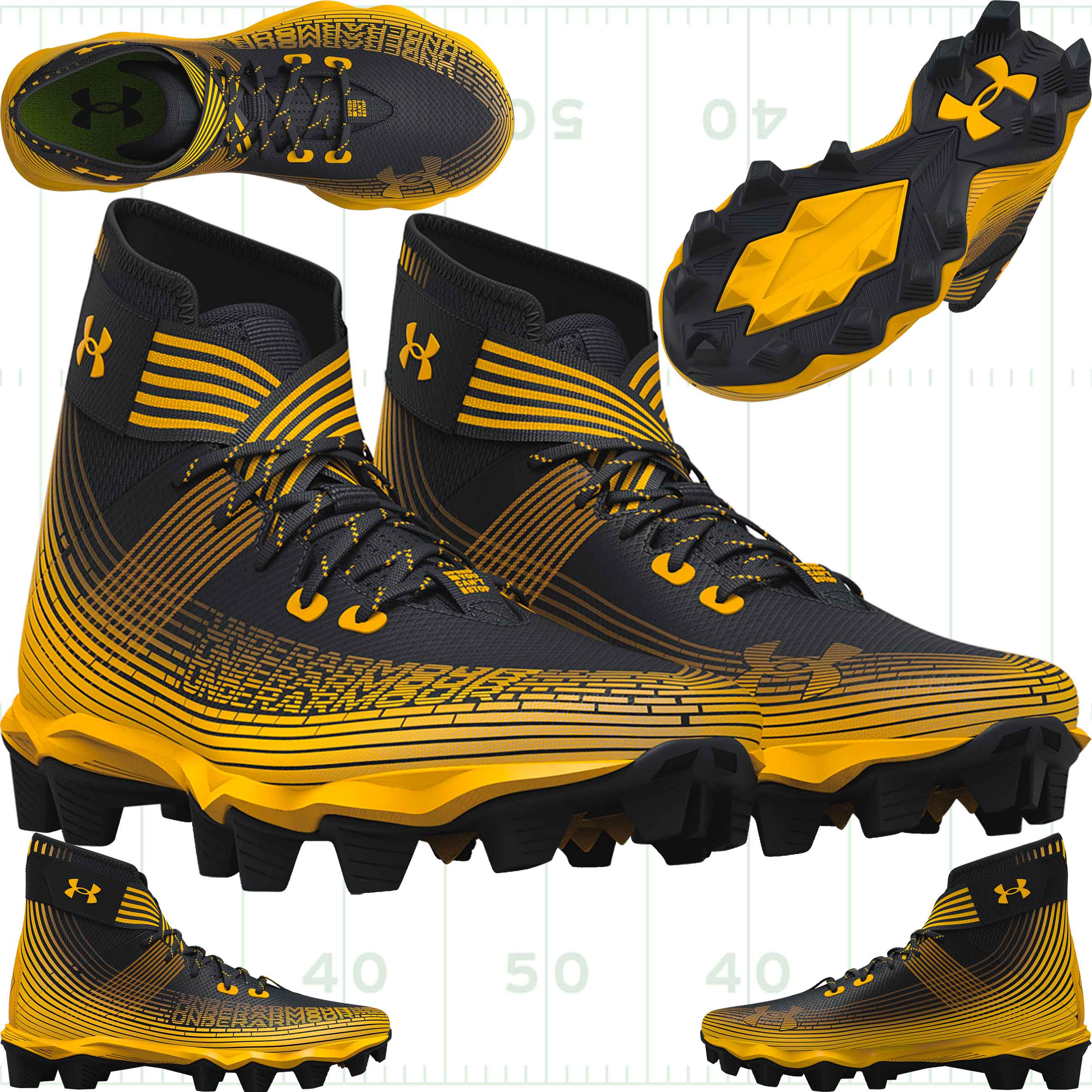 Under Armour Highlight Franchise Jr Youth Football Cleats - Black Gold