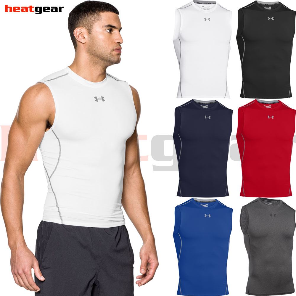Under Armour 1257469 Men's Navy UA HeatGear Sleeveless Compression Shirt Large for sale online 