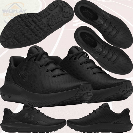 Under Armour Surge 4 Extra Wide 4E Black Running Shoes - Collage