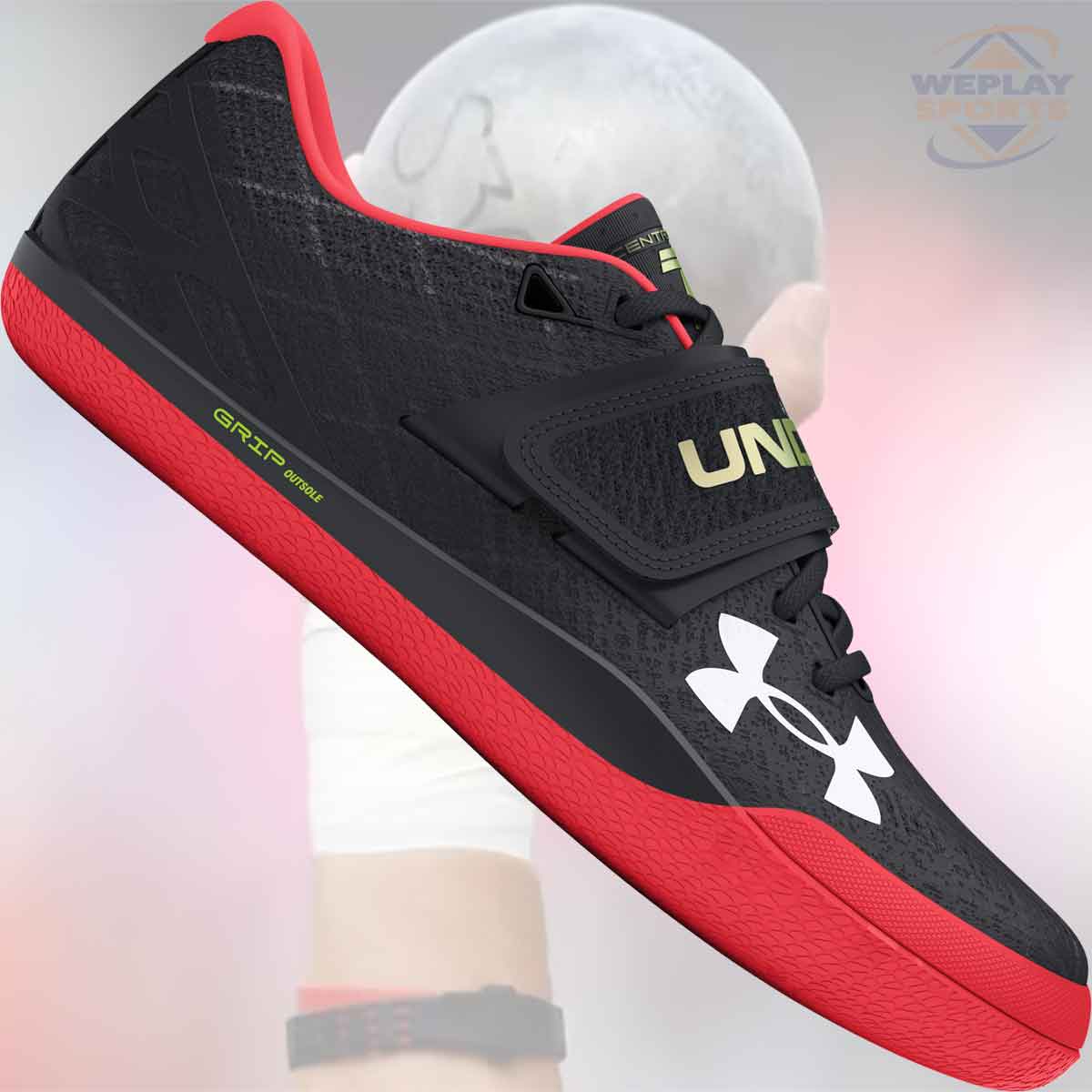 Under Armour Centric Grip Shot Put Discus Hammer Throwing Shoes - Black Red