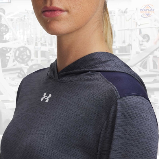 Under Armour Tech Vent Team Womens Long Sleeve Hooded T-Shirt - Heathered Fabric
